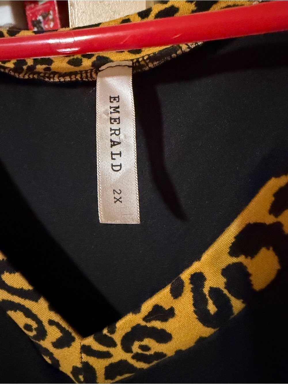 Emerald Black Tunic with Yellow Leopard Raglan Sleeves - Picture 3 of 3